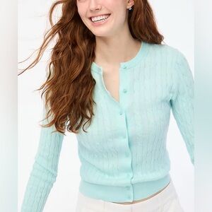 J.Crew Cable-Knit Cardigan 100% Cotton Women Sz Lg Sweater Lightweight Classic